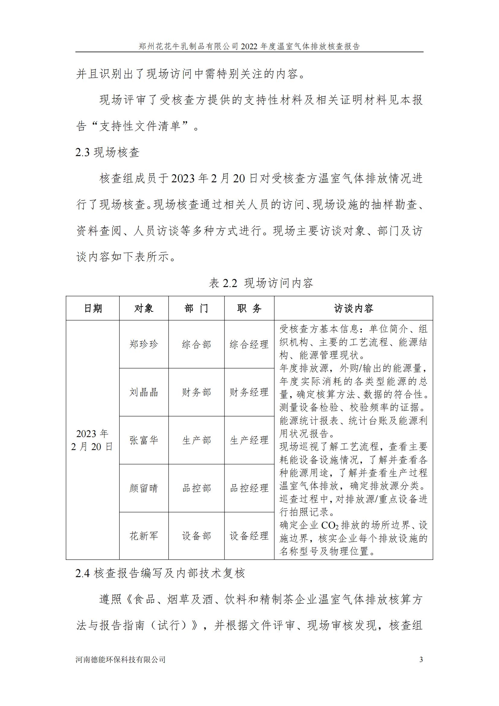 《郑州XINGKONG.COM星空体育(中国大陆)科技公司乳制品有限公司2022年度温室气体排放核查报告》公示